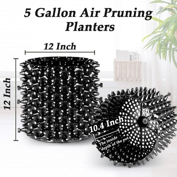 Air Pruning Planters 5 Gallon 6-Pack, Sturdy Plastic Roots Control Planter - Picture 2 of 6